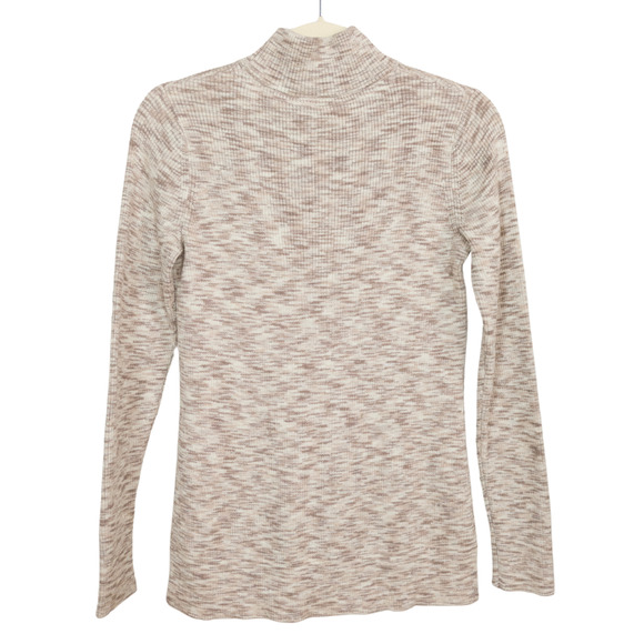 MARKET & SPRUCE Brown Rhea Spacedye Mock Neck Rib Knit Sweater Women's Small - Picture 2 of 5